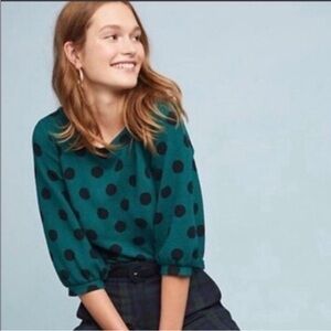 Maeve & Anthropologie XL Polka Dot Blouse